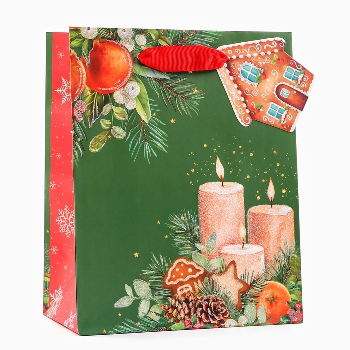 Новый год. Пакет подарочный Новый год. Пакет подарочный "Уют", люкс, 18 х 22,3 х 10 см.