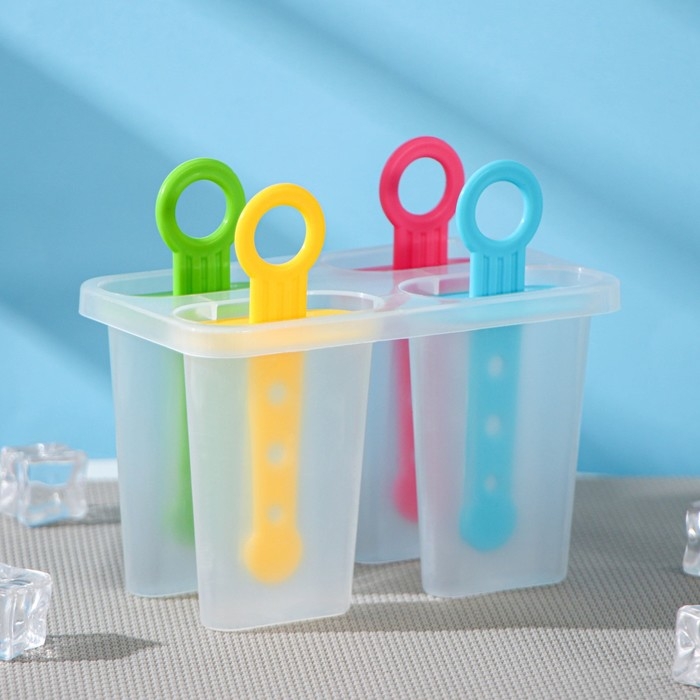 Форма для мороженого Доляна &laquo;Симпл&raquo;, 12,5&times;7&times;10 см, 4 ячейки, цвет прозрачный