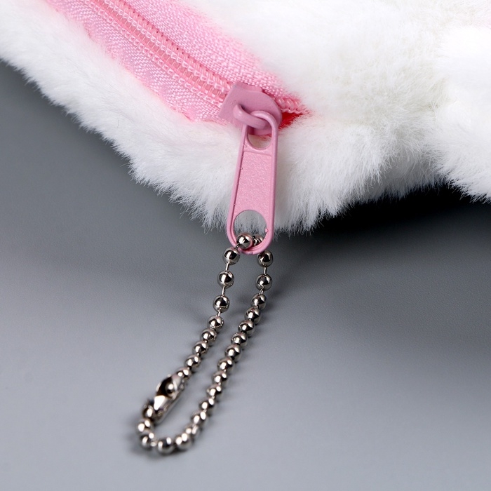 Пенал школьный мягкий &laquo;Зайчик&raquo;, 21 &times; 13 см, плюш, белый цвет