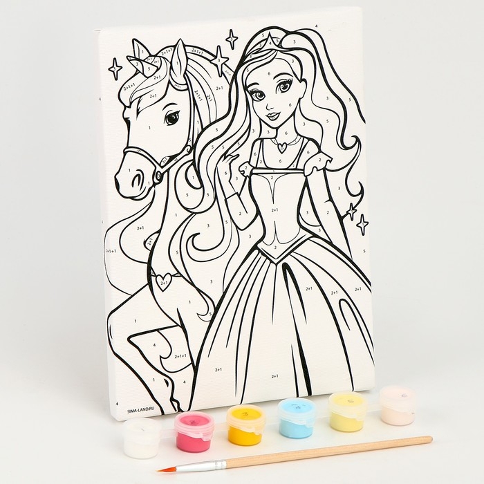 Картина по номерам для детей «Куколка с единорогом», 21 х 15 см Картина по номерам для детей «Куколка с единорогом», 21 х 15 см