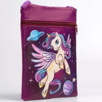 Сумка детская для девочки &laquo;Космический единорог&raquo;, эко-кожа, фиолетовый, 16х11 см