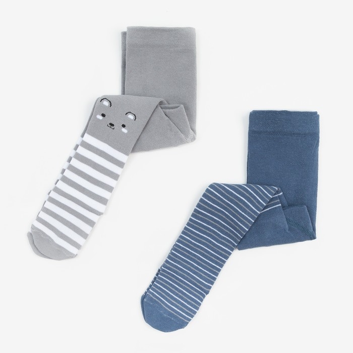 Набор колготок Крошка Я &laquo;Мишка&raquo;, рост 74-80 см, цвет серый/синий