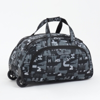 Сумка дорожная на колёсах, отдел на молнии, наружный карман, цвет чёрный/серый Сумка дорожная на колёсах, отдел на молнии, наружный карман, цвет чёрный/серый