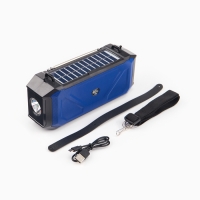Фонарь аккумуляторный, 5Вт, 1200мАч, IPX5, Bluetooth, AUX, USB, радио, солнеч.бат, синий Фонарь аккумуляторный, 5Вт, 1200мАч, IPX5, Bluetooth, AUX, USB, радио, солнеч.бат, синий