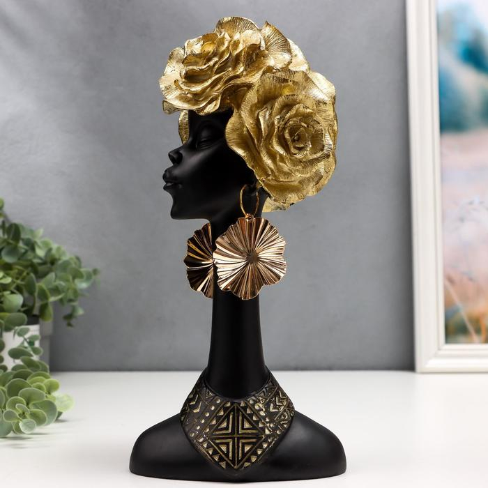 Сувенир полистоун Сувенир полистоун "Африканка с золотыми розами в волосах" МИКС 28,5х13,5х10,5 см