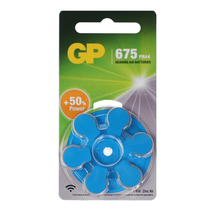 Батарейка цинковая GP, ZA675 (PR44)-6BL, для слуховых аппаратов, 1.45В, блистер, 6 шт. Батарейка цинковая GP, ZA675 (PR44)-6BL, для слуховых аппаратов, 1.45В, блистер, 6 шт.