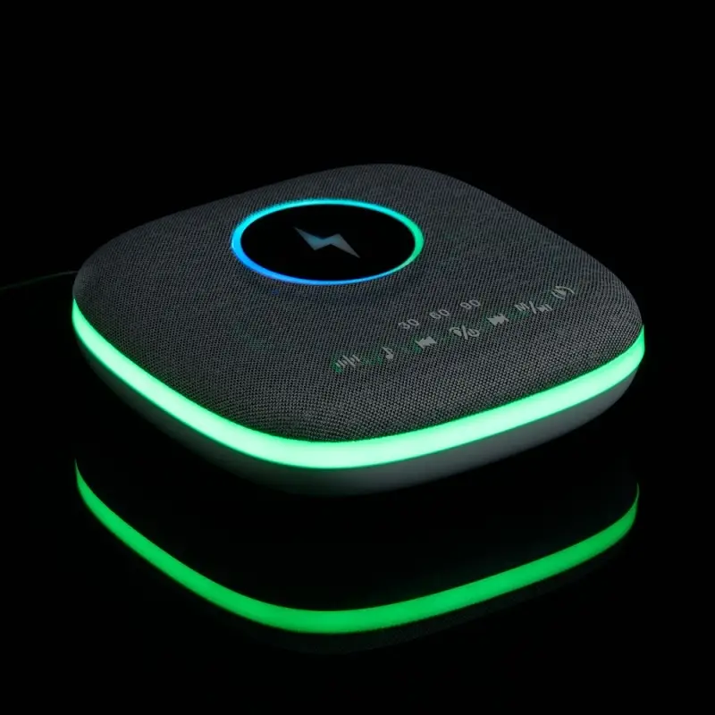 Bluetooth-колонка с беспроводной зарядкой и подсветкой Terrafonic, серая Bluetooth-колонка с беспроводной зарядкой и подсветкой Terrafonic, серая