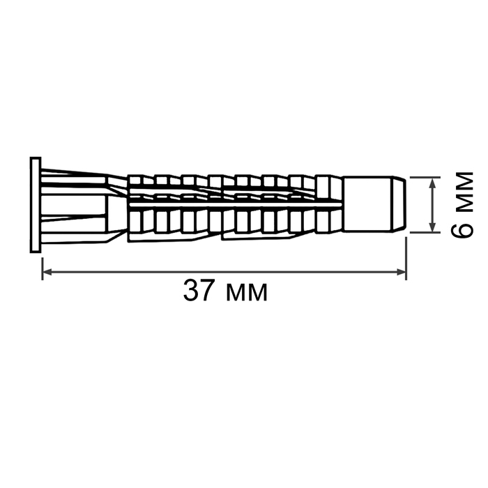 Дюбель "СТРОЙБАТ", универсальный, полипропиленовый, 6x37 мм, 350 шт