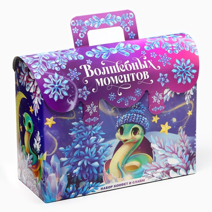 Новогодний подарок, сладкий, детский &laquo;Волшебных моментов&raquo;, конфеты + слайм, 500 г