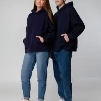 Худи флисовое унисекс Manakin, темно-синее, размер XS/S