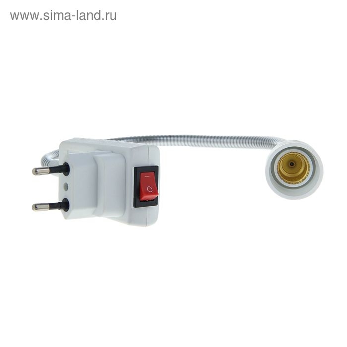 Переходник Ecola, вилка/патрон Е14, 395 × 45 мм, с выключателем, белый Переходник Ecola, вилка/патрон Е14, 395 × 45 мм, с выключателем, белый