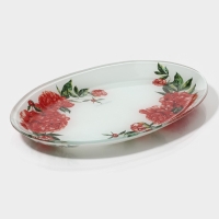 Блюдо стеклянное овальное Доляна &laquo;Пионы&raquo;, 24,5&times;15&times;2 см