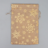 Мешочек подарочный холща &laquo;Новогодние снежинки&raquo;, тиснение, 16 х 24 см +/- 1.5 см, Новый год