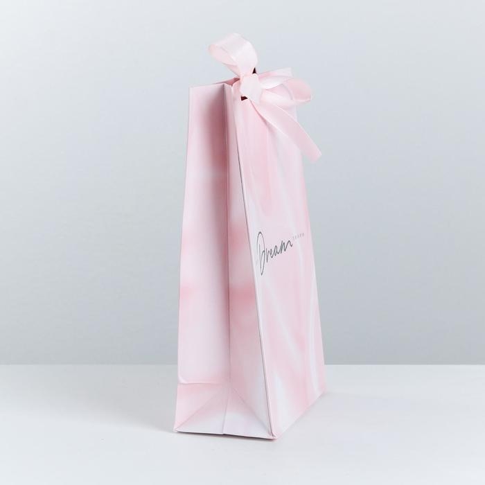 Пакет подарочный с лентой, упаковка, &laquo;Мечтай&raquo;, 13 х 23 х 7 см