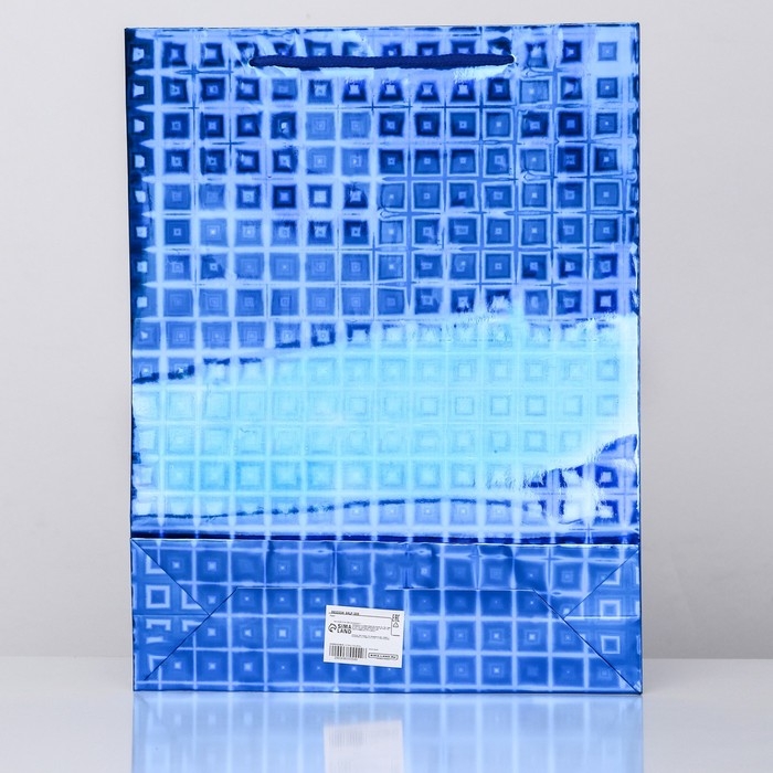 Новый год. Пакет подарочный, фольгированный, Новый год. Пакет подарочный, фольгированный, "Синий" 34 Х 26 Х 8 см.