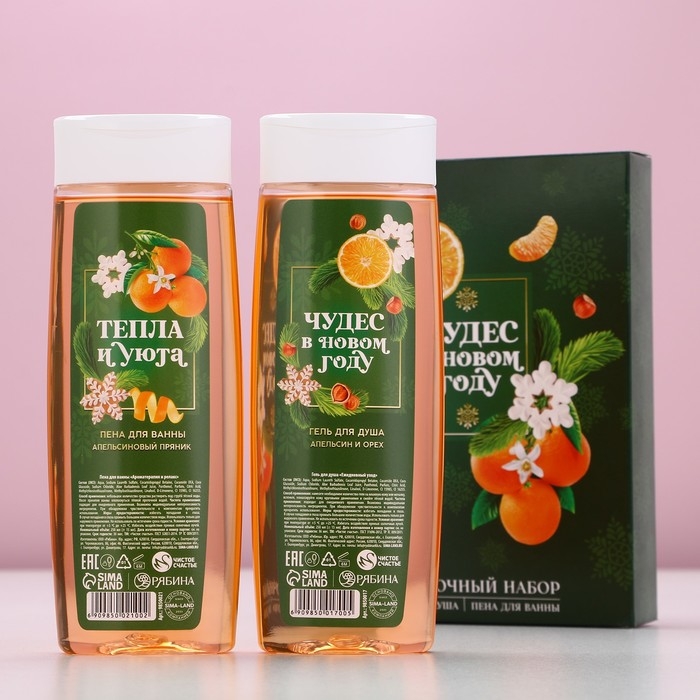 Подарочный набор косметики &laquo;Сказочного Нового Года&raquo;, гель для душа и пена для ванны, 2 х 250 мл, ЧИСТОЕ СЧАСТЬЕ