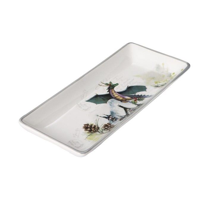 Блюдо сервировочное Доляна &laquo;Дракоша&raquo;, 28&times;12&times;3,2 см, цвет белый