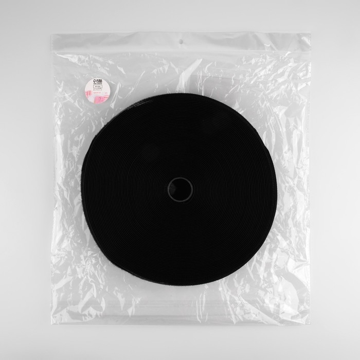 Липучка, 20 мм × 25 ± 1 м , цвет чёрный Липучка, 20 мм × 25 ± 1 м , цвет чёрный