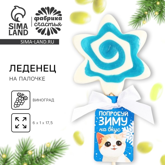 Новый год! Леденец на палочке «Попробуй зиму на вкус», со вкусом винограда, 35 г Новый год! Леденец на палочке «Попробуй зиму на вкус», со вкусом винограда, 35 г