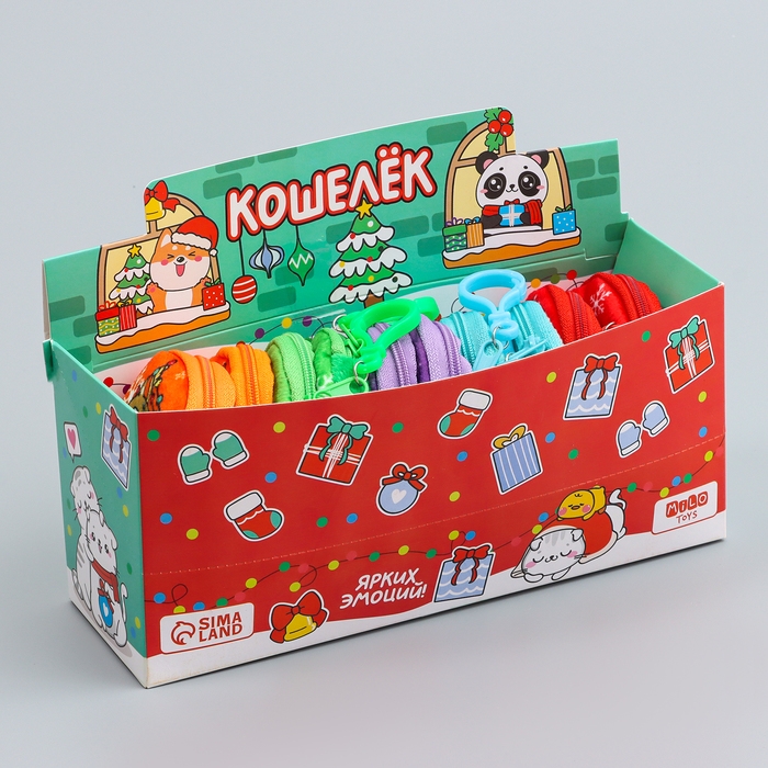 Кошелёк новогодний детский Кошелёк новогодний детский "Котик праздничный", плюшевый, цвет МИКС