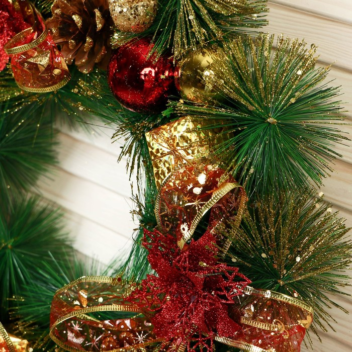 Венок новогодний d-40 см "Клетчатые бантики"