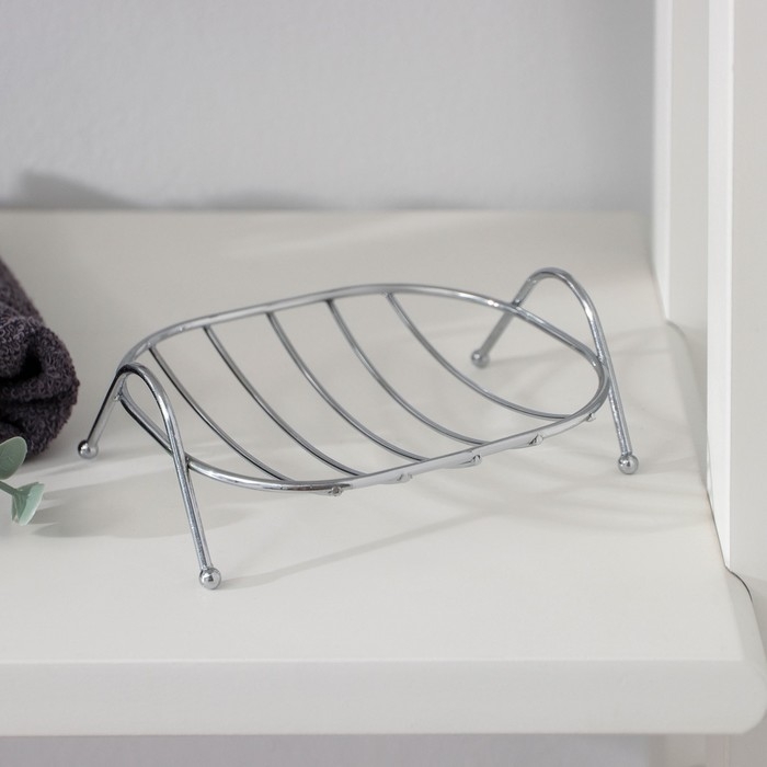 Мыльница на ножках Доляна &laquo;Сибарит&raquo;, 12&times;9,5&times;4 см, цвет хромированный