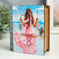 Шкатулка-книга "8 марта. Качели" 14 см