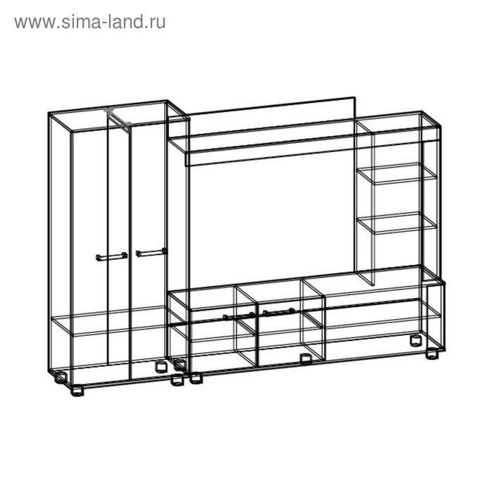 Гостиная София-2, 1900х2200х370, Венге/Дуб молочный