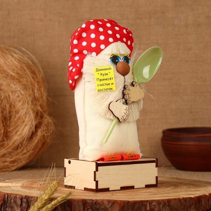 Оберег - шкатулка &laquo;Домовой с ложкой&raquo;, 25 см, микс