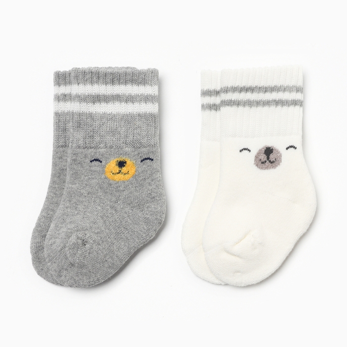 Набор махровых носков Крошка Я Basic Line, 2 пары, 12-24 мес., молочный/серый Набор махровых носков Крошка Я Basic Line, 2 пары, 12-24 мес., молочный/серый