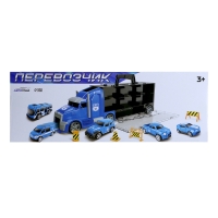 Грузовик &laquo;Перевозчик&raquo;, в наборе 5 машинок, 1 вертолёт, 4 дорожных знака