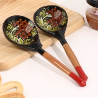 Ложка полубаская с росписью ягодка 19×6 см, микс Ложка полубаская с росписью ягодка 19×6 см, микс