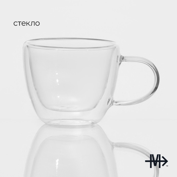Кружка стеклянная с двойными стенками Magistro «Дуо», 160 мл, 9×6,5 см Кружка стеклянная с двойными стенками Magistro «Дуо», 160 мл, 9×6,5 см