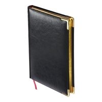 Ежедневник недатированный А5+, 136 листов Sidney Nebraska, твёрдая обложка, искусственная кожа, золотой срез, золотые уголки, чёрный