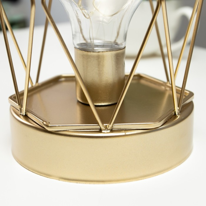 Ночник Ночник "Ромб" LED от батареек 3хАА золото 10,5х10,5х15,5 см RISALUX