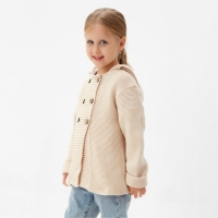 Джемпер вязаный детский с капюшоном MINAKU, цвет бежевый, рост 116 см