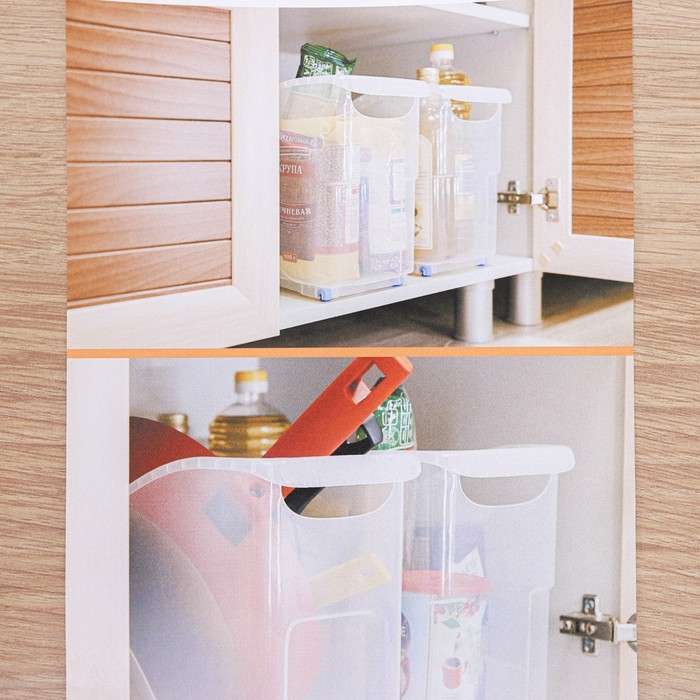 Контейнер для хранения хозяйственный на колёсиках, 10 л, 46×16×23,5 см, прозрачный Контейнер для хранения хозяйственный на колёсиках, 10 л, 46×16×23,5 см, прозрачный