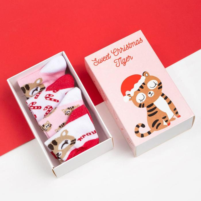 Набор новогодних носков Крошка Я &laquo;Тигруля&raquo;, 4 пары, 10-12 см