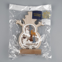 Светодиодная фигура &laquo;Снеговичок&raquo; 12 &times; 23 &times; 5 см, дерево, батарейки АААх2 (не в комплекте), свечение тёплое белое