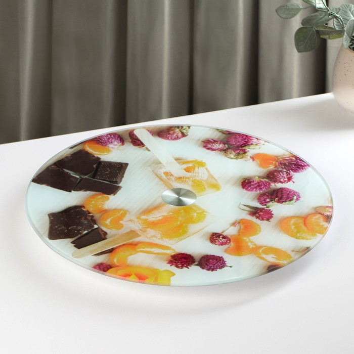 Подставка стеклянная для торта вращающаяся Доляна «Фруктовый лёд», d=32 см ㅤ Подставка стеклянная для торта вращающаяся Доляна «Фруктовый лёд», d=32 см ㅤ