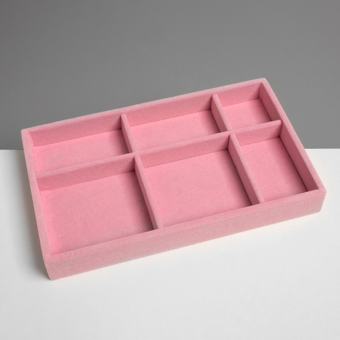 Подставка для украшения 6 ячеек, флок, 21&times;12,3&times;2,5 см, цвет розовый