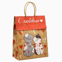 Пакет с клапаном «С любовью», сердца, крафт, глиттер, 19,5 × 10 × 25.2 см Пакет с клапаном «С любовью», сердца, крафт, глиттер, 19,5 × 10 × 25.2 см