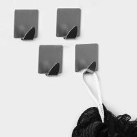 Крючки самоклеящиеся SAVANNA «Квадрат», 4 шт, металл, 3,8×3,5×2 см Крючки самоклеящиеся SAVANNA «Квадрат», 4 шт, металл, 3,8×3,5×2 см