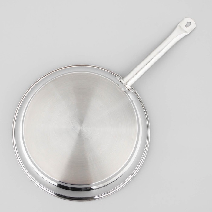 Сковорода из нержавеющей стали &laquo;Общепит&raquo;, d=34 см, толщина корпуса 0,6 мм, дно 3,5 мм, капсульное дно, индукция