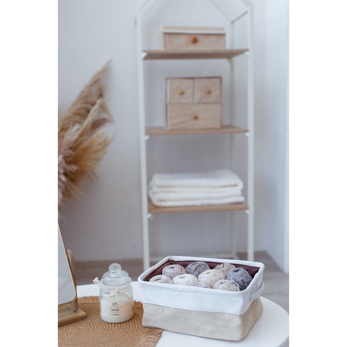 Короб для хранения вещей LaDо́m, 25&times;20&times;11 см, цвет белый/бежевый