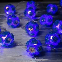 Гирлянда &laquo;Нить&raquo; 4.5 м с насадками &laquo;Цветочные шары&raquo;, IP20, прозрачная нить, 15 LED, свечение фиолетовое, 220 В