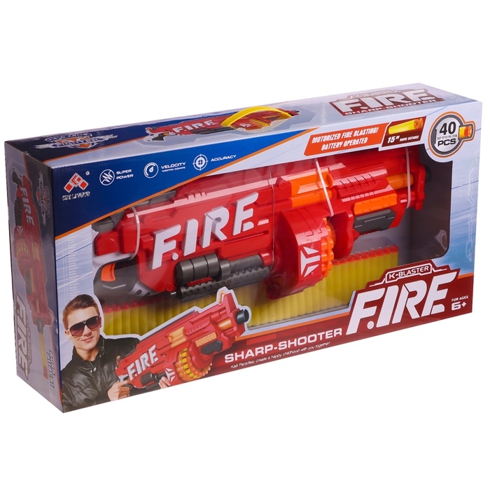 Бластер &laquo;Огненный&raquo;, стреляет мягкими пулями, работает на батарейках