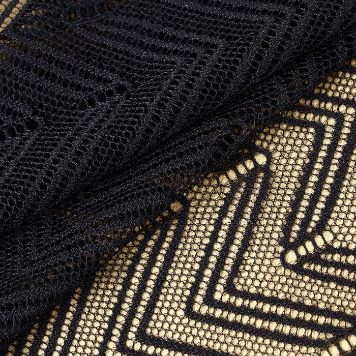 Кружевная эластичная ткань, 200 мм &times; 2,7 &plusmn; 0,5 м, цвет чёрный
