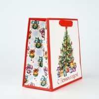 Пакет подарочный новогодний ламинированный квадратный &laquo;С Новым годом&raquo;, ёлка 22 х 22 х 11 см , Новый год