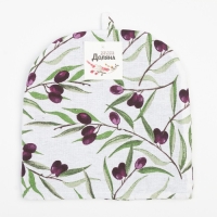 Грелка на чайник Доляна Olives 28х28 см, 100% хлопок, рогожка 164 г/м2